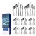 40-piece stainless steel flatware cutlery set displayed with its gift box packaging - 40pcs Set / Silver