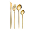 Golden stainless steel cutlery set with Portuguese style knife fork and spoons - Four-Piece Set / Gold