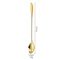 Creative skull head stainless steel stirring spoon with long handle in gold finish - Gold