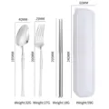 Portable stainless steel cutlery set including spoon fork and chopsticks with case dimensions - Silver-Three Piece Set