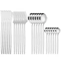 Premium silver 24-piece stainless steel cutlery set in Portuguese style for elegant dining - 24-Piece Set (OPP Bag) / Silver
