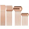 Elegant 24-piece rose gold stainless steel cutlery set in minimalist Portuguese style. - 24-Piece Set (OPP Bag) / Rose Gold