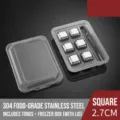 6er-Set quadratische Eiswürfel aus 304 Edelstahl mit Zange und Aufbewahrungsbox - Mit Etui und Zange / 6er-Pack