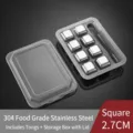 8er-Pack 304 lebensmittelechte Edelstahl-Eiswürfel mit Zange und Gefrierbox für Whiskey - Mit Etui und Zange / 8 Stück