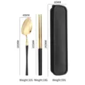 Portable stainless steel cutlery set with spoon, chopsticks and case - Black Gold-Two Piece Set