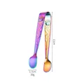 Stainless steel rainbow rose sugar tongs, iridescent ice tongs with 11cm length - Rose Embossed Style / AB Color
