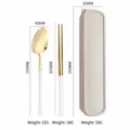 Portable stainless steel cutlery set in gold and white with travel storage case - White Gold-Two Piece Set