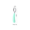 Fourchette et cuillère ergonomique pour bébé à manche court vert en acier inoxydable - Fourchette Verte