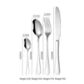 Stainless steel cutlery set with steak knife fork and spoons size chart specifications - Silver - 4 Piece Set