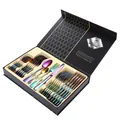 Elegant 24-piece rainbow stainless steel cutlery set with iridescent finish in black gift box - 24-piece set-magic color