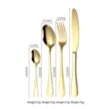 Detailed dimensions and weight specs for golden stainless steel cutlery four piece set - Gold - 4 Piece Set