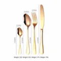 Rose gold stainless steel cutlery set including knife fork and spoons with dimensions - Rose Gold - Four-Piece Set
