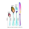 Rainbow iridescent stainless steel 4-piece cutlery set showing precise size and weight details - Rainbow - Four-Piece Set