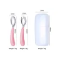 Kit cuillère et fourchette rose en acier inoxydable pour bébé avec boîte de voyage - Ensemble Cuillère Fourchette Rose Avec Boîte