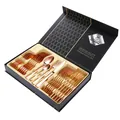24-piece rose gold stainless steel cutlery set inside premium black gift box - 24-piece set-rose gold