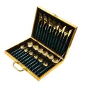 Set di posate di lusso 24 pezzi in acciaio inox dorato con manici verdi in regalo - Set da 24 Pezzi / Oro Verde