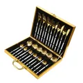 Set di posate da 24 pezzi in acciaio inox oro e bianco in una scatola regalo di lusso - Set da 24 Pezzi / Platino