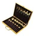 Set di posate da 24 pezzi in acciaio inossidabile dorato con scatola regalo stile portoghese - Set da 24 Pezzi / Oro Rosa Rosso