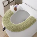 Soft green cartoon U-shaped plush toilet seat cover with cute dog character detail - Cartoon Dog Style / Green