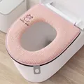 Funda para asiento de inodoro de pelo de conejo rosa con bordado de gato y cierre de cremallera - Rosa Gato Simple
