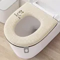 Funda para asiento de inodoro de pelo de conejo crema con bordado de gato y cremallera - Blanco Gato Simple