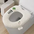 Soft white plush toilet seat cover featuring cute broccoli and carrot embroidered patterns. - 42*39*2cm / Heart-Shaped Carrot White