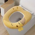Soft yellow plush toilet seat cover featuring a cute cartoon moon embroidery design - 42*39*2cm / Heart Moon Boat Yellow