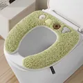 Cute green plush toilet seat cover with 3D decorative heart and donut patches - 42*39*2cm / Korean Style CMOT Green