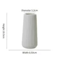 Modern white ribbed ceramic flower vase for home decor, height 18.5cm, length 8.5cm - Small-Mouth Thick Stripe