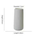 Modern minimalist white ribbed ceramic flower vase for home decor, 20cm in height - Large-Mouth Thick Stripe