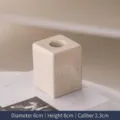 Retro ceramic square pillar candlestick holder in cream speckled finish - M / Off-White Speckled