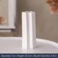Vaso da fiori in ceramica bianca a coste per arredamento casa in stile Wabi-sabi - Diametro 7cm/Altezza 18,5cm / Bianco Puro Esagonale