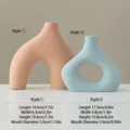 Vases en céramique de style Morandi minimaliste en rose mat et bleu pour décoration florale - Ensemble de Vases Géométriques Creux 2 Pièces
