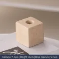 Elegant retro square ceramic candle holder with a minimalist speckled beige finish for decor - S / Beige Speckled