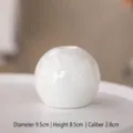 Minimalist white crystalline glaze ceramic flower vase, variant showing 9.5cm diameter size - White Base White Floral Sphere / Diameter 9.5cm x Height 8.5cm x Caliber 2.8cm