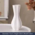 Vaso in ceramica bianca a coste per arredamento, altezza 23cm, stile minimalista wabi-sabi. - Diametro 7,5cm/Altezza 23cm / Bianco Puro Alto a Forma di Cipolla