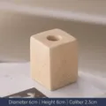 Square beige speckled ceramic candle holder for French retro home decor, size 6x8cm - M / Beige Speckled