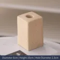 Minimalist cream speckled ceramic square pillar candle holder, 10cm height variant. - L / Beige Speckled