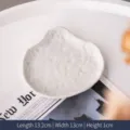 Bandeja de joyería artesanal de cerámica blanca con superficie texturizada única - Abanico / Plato Individual / Blanco
