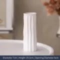 Elegante wabi-sabi stijl witte geribbelde keramische decoratieve vaas voor thuis - Wilgenstructuur Effen Wit