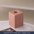 Pink speckled ceramic square pillar candle holder ornament, size 6x8cm, French retro style decor - M / Coral Pink Speckled
