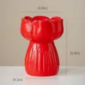 Elegant red ceramic tulip shaped vase for flowers with retro minimalist home decor - Handheld Vase Red / Diameter 9cm / Red