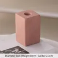 Vintage pink ceramic square column candle holder with textured speckled finish - L / Coral Pink Speckled