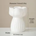 Elegant white tulip-shaped ceramic flower vase height 15cm with dimension markings - Handheld Vase White / Diameter 9cm / White