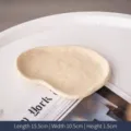 Bandeja minimalista de cerámica crema moteada para joyas, forma ovalada - Riñón / Plato Individual / Beige