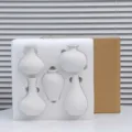 Minimalistisches weißes Keramikvasen 5er-Set mit Schaumstoffverpackung für die Dekoration - Five-piece set of pearl cotton packaging plain white