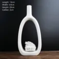 Moderno vaso minimalista in ceramica bianca con ornamento scultura zodiaco drago - High zodiac sign dragon