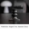 Elegant matte black ceramic Roman style candlestick holder 8cm wide for table decoration - Tall Ribbed Style / Matte Black