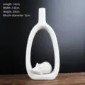 Vaso decorativo in ceramica bianca zodiaco topo per soggiorno mensola ornamento 14cm - High zodiac sign rat