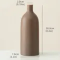 Florero de cerámica Morandi marrón mate minimalista moderno con etiquetas de dimensión - 7.8x20.8cm / Marrón Negro